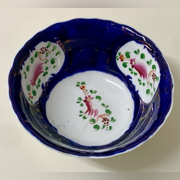 19th Century Vintage Gaudy Welsh Feather Pattern Lusterware Waste Slop Bowl - Picture 14 of 15